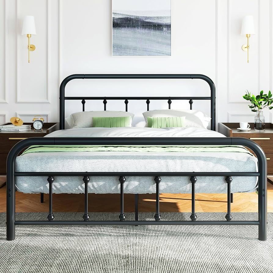 Amazon.com: Shintenchi Queen Size Bed Frame with Headboard